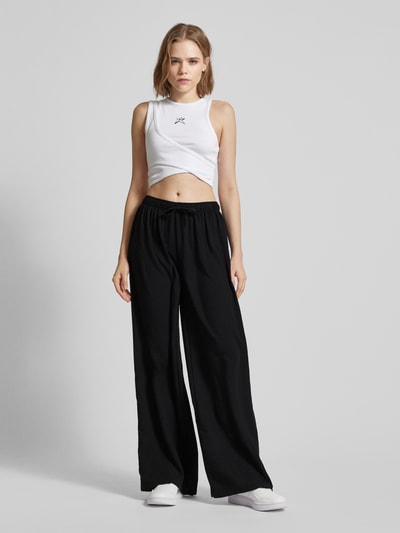 REVIEW Relaxed fit stoffen broek met elastische band Zwart - 1