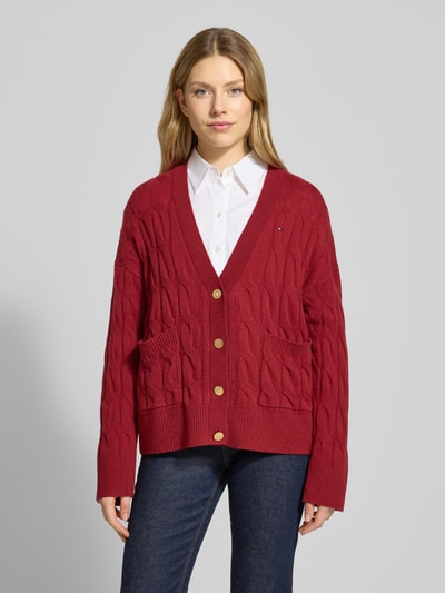 Tommy Hilfiger Kurtka z dzianiny o kroju oversized z czystej wełny Czerwony 4