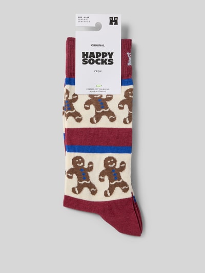 Happy Socks Sokken met een all-over look model 'Gingerbread Stripe' Bordeaux - 3