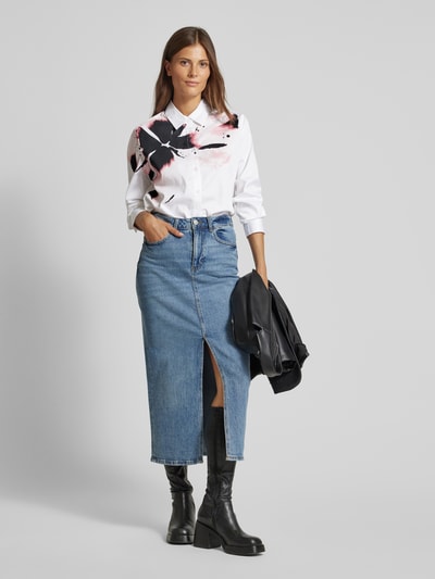 s.Oliver BLACK LABEL Loose fit blouse met print en overhemdkraag Offwhite - 1