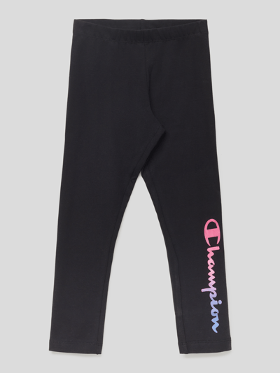 CHAMPION Legginsy z nadrukiem z logo Czarny 1