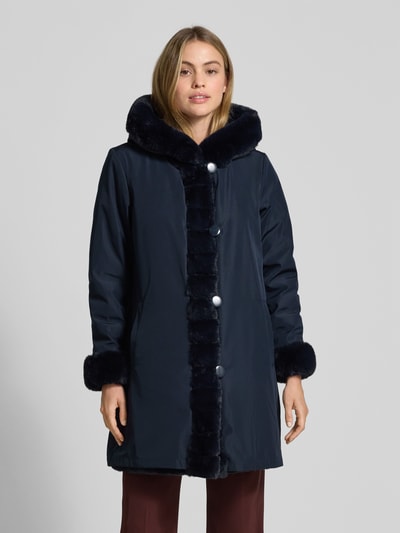 PETITE M. Keerbaar jack van imitatiebont met capuchon en steekzakken Marineblauw - 4