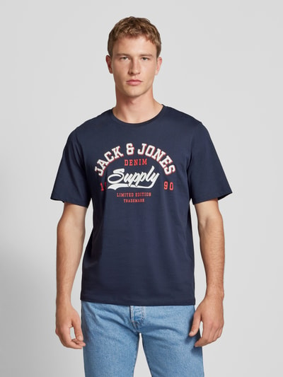 Jack & Jones T-shirt z nadrukiem z logo Ciemnoniebieski 4