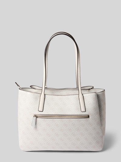 Produktfoto, Tote Bag in Leder-Optik Modell 'Noelle' von GUESS in hellem Beige mit Logo-Detail, Reißverschluss und schmalen Schulterriemen