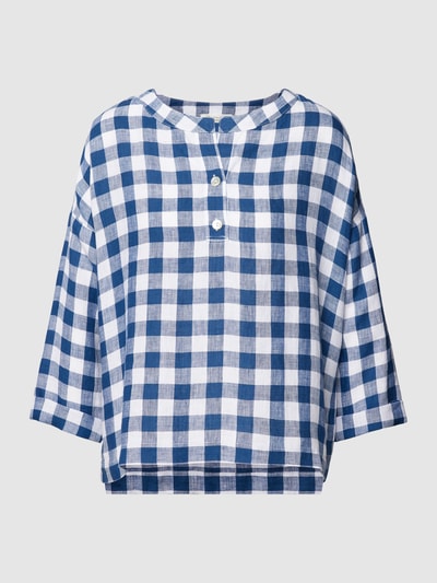 Christian Berg Woman Blouseshirt van puur linnen met vichy-ruiten Marineblauw - 2