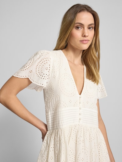 BOSS Orange Mini-jurk met broderie anglaise, model 'Debrody' Offwhite - 3