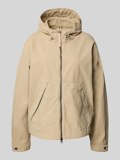 Produktfoto, Jacke mit Kapuze und Zweiwege-Reißverschluss von camel active in Beige, gerader Schnitt, seitliche Taschen, Kordelstopper, verstellbare Ärmel, glatte Textur
