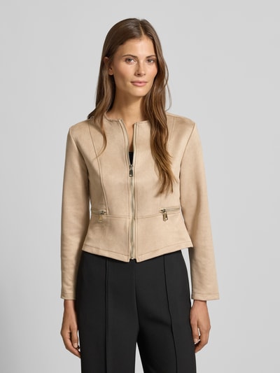 ZABAIONE Kunstlederjacke mit Zierreißverschluss Taupe 4