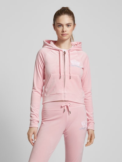 Juicy Couture Sweatjack met steekzakken en labelstitching Felroze - 4