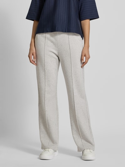 Weekend Max Mara Spodnie dresowe o kroju regular fit z mieszanki bawełny model ‘FOLK’ Jasnoszary 4