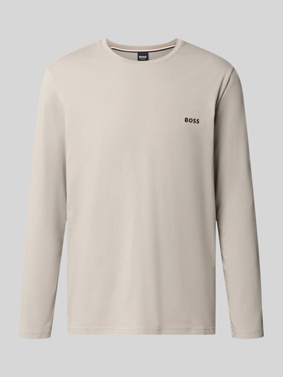 BOSS Langarmshirt mit kleinem Logo-Schriftzug Stein 1