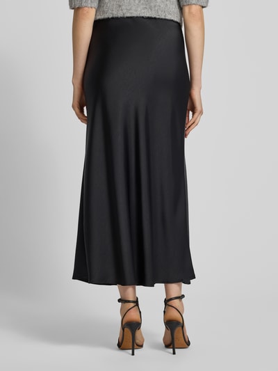 Neo Noir Midirok van satijn met elastische band, model 'URA' Zwart - 5