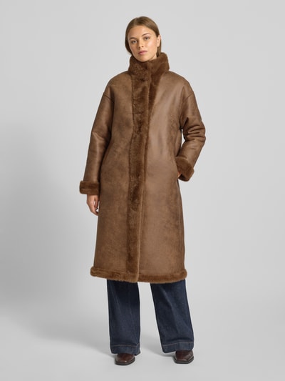 JOOP! Lange jas met imitatiebont Middenbruin - 6