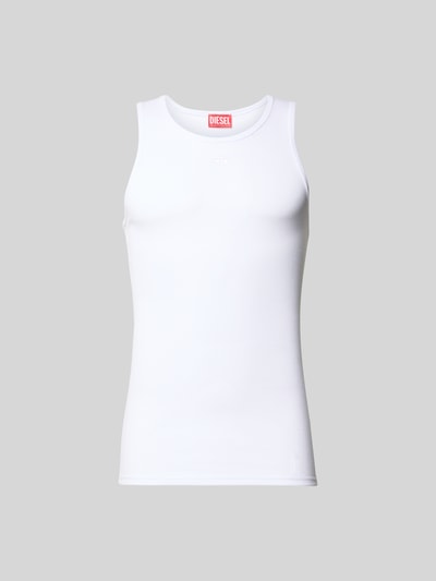 Produktfoto, Tanktop mit Label-Stitching von Diesel aus Baumwoll-Elasthan-Mix in Weiß, Slim-Fit, gerippte Abschlüsse, Rundhalsausschnitt