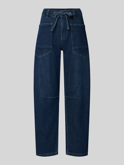 Produktfoto, Barrel Jeans aus Baumwoll-Mix von Buena Vista in dunklem Blau, sichtbare Nähte und große Taschen, Damen Barrel Jeans von Buena Vista