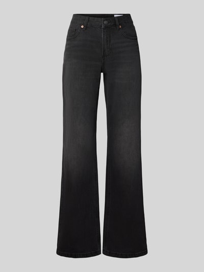 Produktfoto, Bootcut Jeans aus Baumwoll-Mix Modell 'ASTA' von Vero Moda in schwarzer Denim-Optik mit 5-Pocket-Design und Label Patch