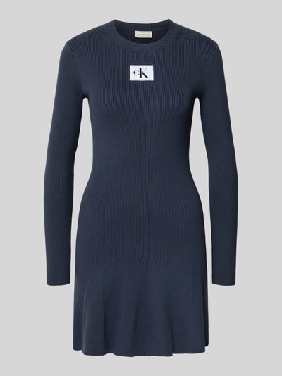Calvin Klein Jeans Mini-jurk met labelpatch, model 'FIT AND FLARE' Marineblauw - 2