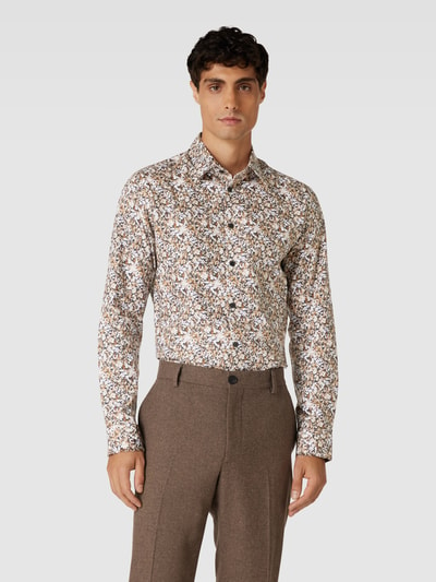 SELECTED HOMME Slim fit vrijetijdsoverhemd met all-over motief, model 'ETHAN' Middenbruin - 4