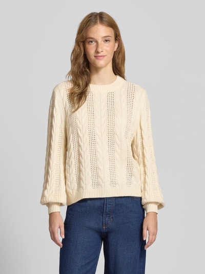 Only Regular Fit Strickpullover aus Viskose-Mix Modell 'RUBINA' Offwhite Melange 4