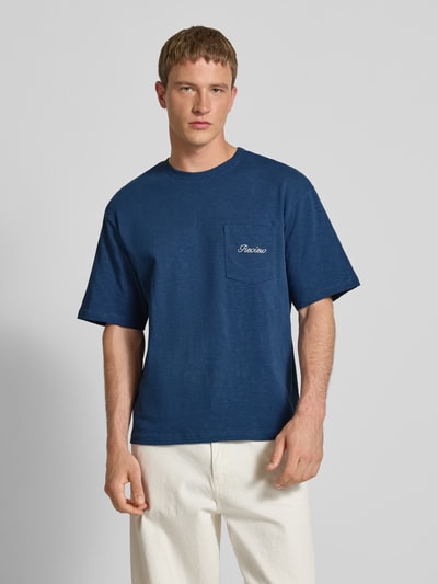 REVIEW T-shirt met borstzak en labelstitching Donkerblauw - 4