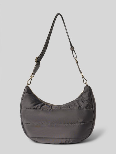 Produktfoto, Shoulder-Bag in Stepp-Optik Modell 'Lifetime Buddy' von Hey Marly in Grau, goldfarbene Details, abnehmbarer Schulterriemen, Damen-Shoulder Bag, Hauptfach mit Reißverschluss, Logo-Detail, 36x28x11 cm, Länge Schulterriemen 110 cm