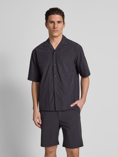 JAKE*S STUDIO MEN Freizeithemd mit Druckknopfleiste Metallic Blue 4