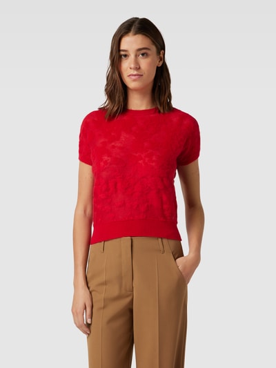 Max Mara Studio T-Shirt in Strick-Optik mit Strukturmuster Rot 4