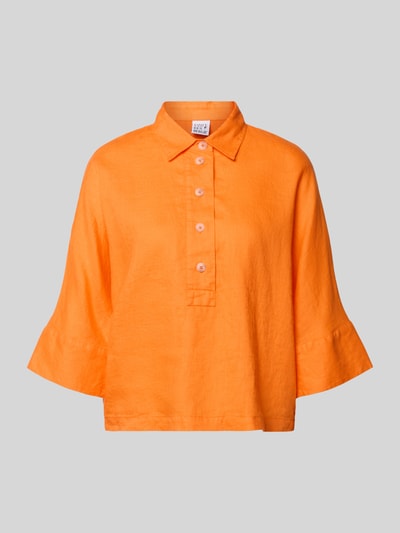 Productfoto, Regular Fit Leinenbluse mit 3/4-Arm van Emily Van den Bergh, puur linnen, helder oranje, overhemdkraag, knoopsluiting, damesmode