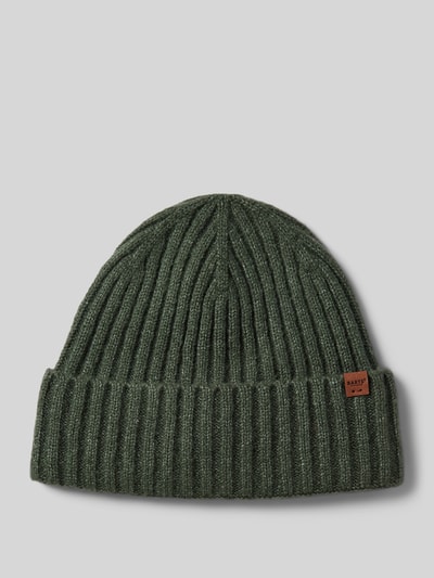 Barts Beanie met labeldetail, model 'WYON' Olijfgroen - 1