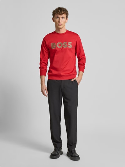 BOSS Sweatshirt met labelstitching, model 'Sharpe' Rood - 1