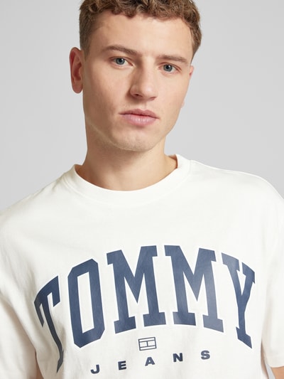 Tommy Jeans T-shirt met labelprint Offwhite - 3