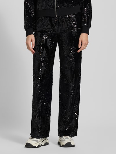 Guess Activewear Wide Leg Hose mit Pailletten Modell 'SEQUINS' Black 4