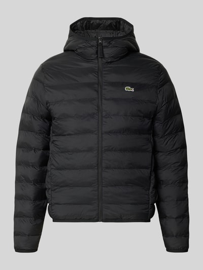 Produktfoto, schwarze Regular Fit Bomberjacke mit Ecodown-Füllung von Lacoste, glatte Oberfläche, Herren Bomberjacke / Blouson