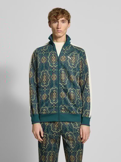 PUMA PERFORMANCE Sweatjack in all-over look met opstaande kraag Donkergroen - 4