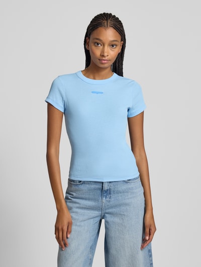 Tommy Jeans Slim fit T-shirt van ribstof Lichtblauw - 4