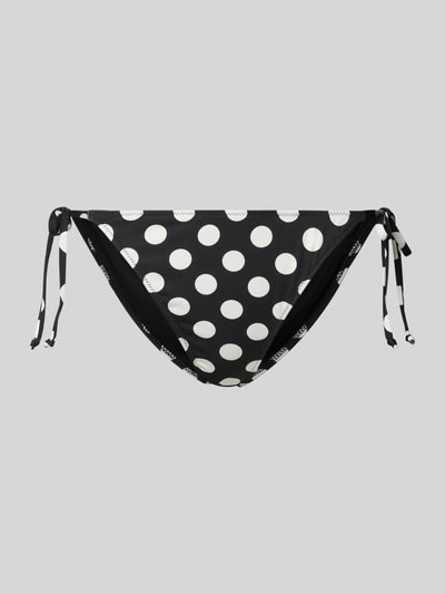 Produktfoto, Bikini-Slip mit seitlicher Schnürung Modell 'THALIA' von Neo Noir, Material-Mix mit Stretch-Anteil, schwarz mit weißen Punkten.