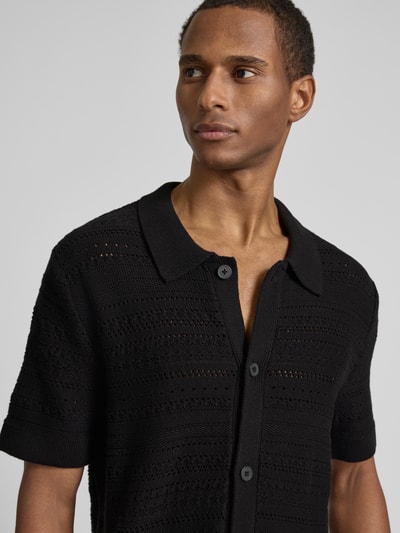 SELECTED HOMME Regular fit vrijetijdsoverhemd met polokraag, model 'PALO' Zwart - 3