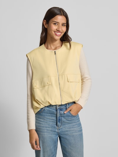 ICHI Gilet met viscose en klepzakken, model 'KATE' Pastelgeel - 4
