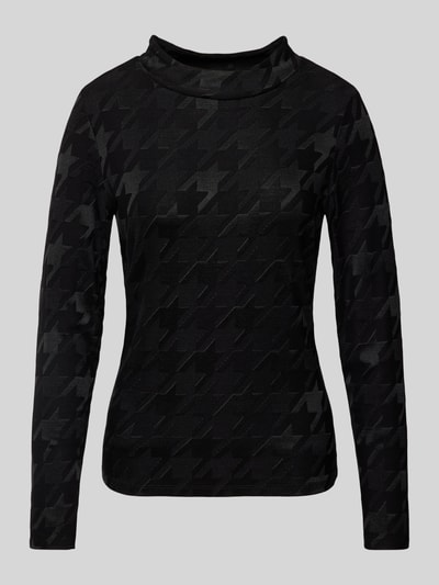 s.Oliver BLACK LABEL Slim fit T-shirt met pied-de-poule-motief Zwart - 2