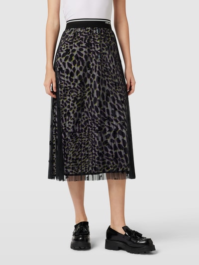 Marc Cain Midirok met label- en dierenprint Zwart - 4