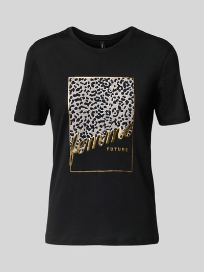 Only T-shirt o kroju regular fit z czystej bawełny model ‘TANYA LIFE’ Czarny 2