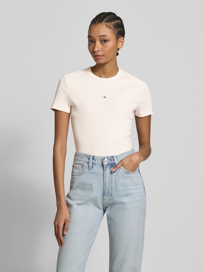 Calvin Klein Jeans T-shirt z detalem z logo Jasnoróżowy 4