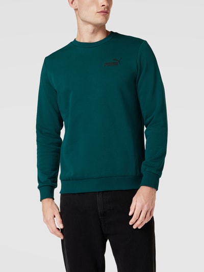 PUMA PERFORMANCE Sweatshirt met contrasterend labeldetail, model 'Small Logo Crew' Flessengroen - 4