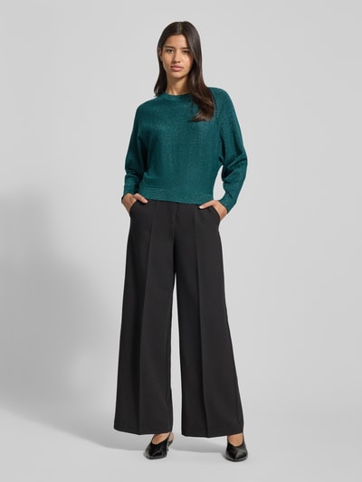 Vero Moda Sweter o kroju relaxed fit z dzianiny z mieszanki wiskozy model ‘HAPPYGLITTER’ Petrol 1