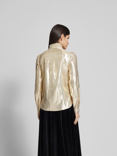Self-Portrait Schluppenbluse aus Viskose-Mix Gold 5