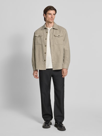 SELECTED HOMME Regular fit overhemdjack met wol, model 'LOSEPABLO' Zand - 1