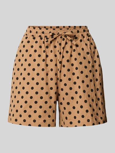 Produktfoto, Shorts mit Eingrifftaschen Modell 'Rita' von LOLLYS LAUNDRY aus reiner Baumwolle, beige mit schwarzen Punkten, elastischer Bund, Regular Fit