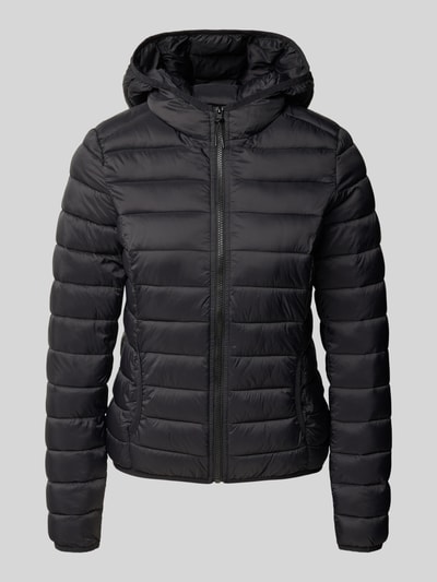 Produktfoto, Jacke in Stepp-Optik mit Kapuze von REVIEW, Schwarz, tailliert, Reißverschluss, elastische Abschlüsse, glatte Textur