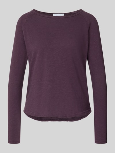 Produktfoto, Longleeve mit Rollsaum und Raglanärmeln von Rich & Royal in dunklem Violett, Reine Baumwolle, Regular-Fit, Rundhalsausschnitt.
