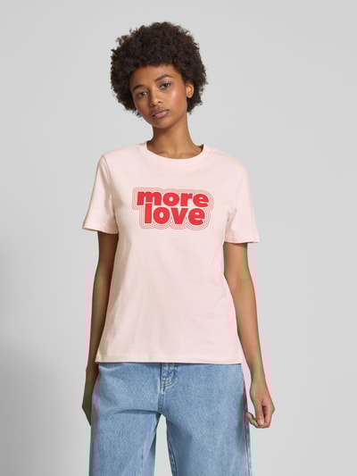 Pieces T-shirt o kroju regular fit z czystej bawełny model ‘TAMERA’ Różowy 4